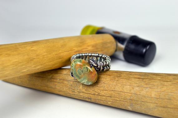 Rainforest Jasper Nugget Ring