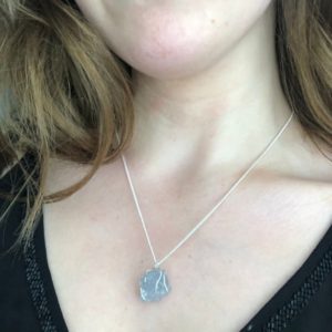 Raw Celestite Necklace or Choker | Natural genuine Celestite necklaces. Buy crystal jewelry, handmade handcrafted artisan jewelry for women.  Unique handmade gift ideas. #jewelry #beadednecklaces #beadedjewelry #gift #shopping #handmadejewelry #fashion #style #product #necklaces #affiliate #ad
