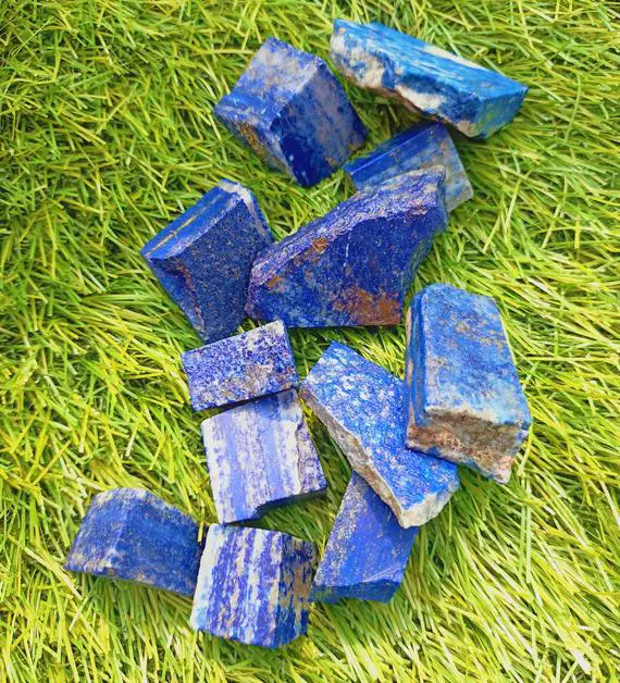 Natural Raw Lapis Lazuli Stone - Rough Gemstone - Blue Chunks - Stress Relief Stone - Throat Chakra - Jewelry - Healing Stone - Crystal Shop