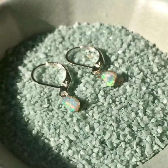 Raw Opal Earrings, Dangle Statement Opal Earrings, Dainty Drop Earrings, Opal Pendant, October Birthstone, Ethiopian Welo Opals