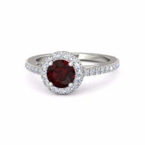 Red Garnet Engagement Ring Garnet Halo Ring, 14k White Gold Garnet Ring, Garnet Diamond Halo Engagement Ring, January birthstone ring | Natural genuine Array rings, simple unique alternative gemstone engagement rings. #rings #jewelry #bridal #wedding #jewelryaccessories #engagementrings #weddingideas #affiliate #ad