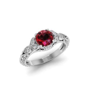 Shop Garnet Engagement Rings! Natural Garnet Ring, Art Deco Sterling Silver Ring, Designer Solitaire Ring, 14K Gold Anniversary Ring, January Birthstone Ring, Floral Ring | Natural genuine Garnet rings, simple unique handcrafted gemstone rings. #rings #jewelry #shopping #gift #handmade #fashion #style #affiliate #ad