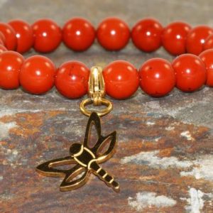 Shop Red Jasper Jewelry! 8mm Red Jasper Stacking Bracelet, A Grade, Healing Crystals, Stainless Steel Dragonfly, Protection – Love & Passion – Sacral Chakra Support | Natural genuine Red Jasper jewelry. Buy crystal jewelry, handmade handcrafted artisan jewelry for women.  Unique handmade gift ideas. #jewelry #beadedjewelry #beadedjewelry #gift #shopping #handmadejewelry #fashion #style #product #jewelry #affiliate #ad