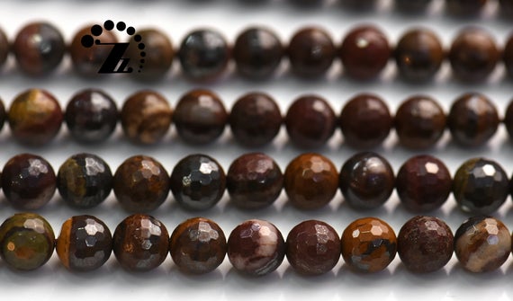 Red Tiger Iron,faceted(128 Faces) Round Beads,natural,gemstone,jewelry Making, 6mm 8mm For Choice, 15" Full Strand