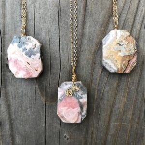 Rhodochrosite; Rhodochrosite Necklace; Rhodochrosite Pendant; Rhodochrosite Jewelry; Chakra Jewelry; Raw Rhodochrosite; Gold Filled | Natural genuine Rhodochrosite pendants. Buy crystal jewelry, handmade handcrafted artisan jewelry for women.  Unique handmade gift ideas. #jewelry #beadedpendants #beadedjewelry #gift #shopping #handmadejewelry #fashion #style #product #pendants #affiliate #ad