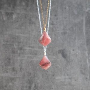 Rhodochrosite Necklace, Pink Gemstone Necklaces for Women, Healing Stone Necklace, Rhodochrosite Jewelry, Gift for Her, | Natural genuine Rhodochrosite pendants. Buy crystal jewelry, handmade handcrafted artisan jewelry for women.  Unique handmade gift ideas. #jewelry #beadedpendants #beadedjewelry #gift #shopping #handmadejewelry #fashion #style #product #pendants #affiliate #ad
