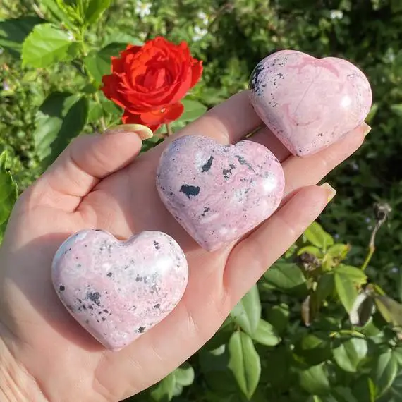 Rhodochrosite Crystal Heart, Rhodochrosite, Pink Crystal Heart, Puffy Heart, Polished Rhodochrosite