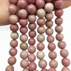 Shop Rhodonite Faceted Beads! 10mm Faceted Pink Rhodonite Beads, Round Gemstone Beads, Wholesale Beads | Natural genuine faceted Rhodonite beads for beading and jewelry making.  #jewelry #beads #beadedjewelry #diyjewelry #jewelrymaking #beadstore #beading #affiliate #ad