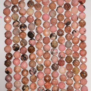 Shop Rhodonite Faceted Beads! 5MM  Rhodonite Gemstone Grade AA Micro Faceted Round Loose Beads 15.5 inch Full Strand (80010049-A199) | Natural genuine faceted Rhodonite beads for beading and jewelry making.  #jewelry #beads #beadedjewelry #diyjewelry #jewelrymaking #beadstore #beading #affiliate #ad