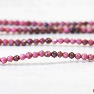 Shop Rhodonite Faceted Beads! XS/ Rhodonite 3mm Faceted Round Beads 15.5" strand Genuine Pink With Black Pattern gemstone beads, For Jewelry Making | Natural genuine faceted Rhodonite beads for beading and jewelry making.  #jewelry #beads #beadedjewelry #diyjewelry #jewelrymaking #beadstore #beading #affiliate #ad