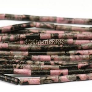 Rhodonite smooth tube beads,column beads,cylinder beads,Grade AB,4x13mm,15" full strand | Natural genuine other-shape Gemstone beads for beading and jewelry making.  #jewelry #beads #beadedjewelry #diyjewelry #jewelrymaking #beadstore #beading #affiliate #ad