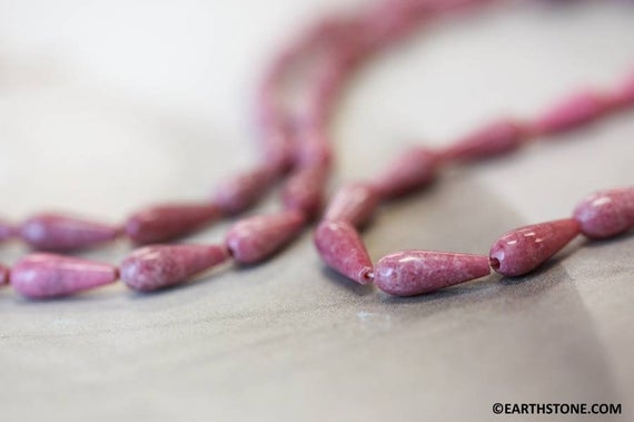 S/ Rhodonite 6x16mm Teardrop Beads 16" Strand Natural Pink Gemstone Beads For Jewelry Making