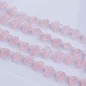 Rose Quartz Carved Leaf Beads, Semi Precious Gemstones, 16" inch, High Quality, Natural Stones, Nature, Priced per Strand, ROSE03 | Natural genuine other-shape Gemstone beads for beading and jewelry making.  #jewelry #beads #beadedjewelry #diyjewelry #jewelrymaking #beadstore #beading #affiliate #ad