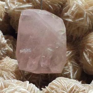 Shop Rose Quartz Chip & Nugget Beads! Rose Quartz Faceted Freeform Nugget Bead, 14 Grams 33mm x 25.3mm x 9.9mm Natural Pink Untreated Brazilian Rose Quartz Gemstone Nugget | Natural genuine chip Rose Quartz beads for beading and jewelry making.  #jewelry #beads #beadedjewelry #diyjewelry #jewelrymaking #beadstore #beading #affiliate #ad
