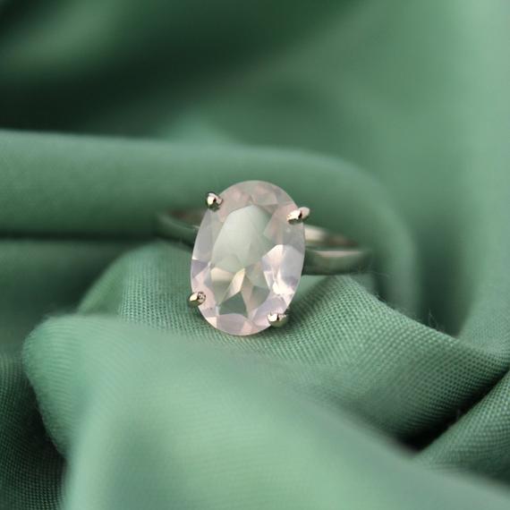 Natural Rose Quartz Ring-925 Silver-rose Quartz Simple Ring-minimal Pink Quartz Ring-statement Quartz Ring-quartz Ring For Her-handmade Ring