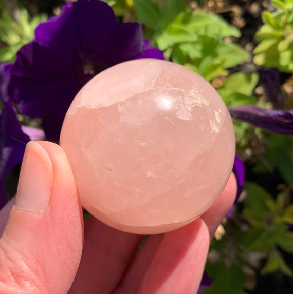 41mm Rose Quartz Sphere - Crystal Ball - Polished Stone - Natural Crystal - Meditation Crystal - Display - Decor - From India - 95g