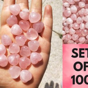 Shop Rose Quartz Stones & Crystals! Rose Quartz Heart Stone Set of 100 15mm Wholesale Bulk | Natural genuine stones & crystals in various shapes & sizes. Buy raw cut, tumbled, or polished gemstones for making jewelry or crystal healing energy vibration raising reiki stones. #crystals #gemstones #crystalhealing #crystalsandgemstones #energyhealing #affiliate #ad