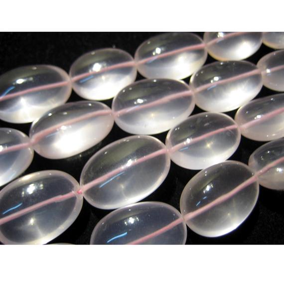 16mm To 33mm Each Rose Quartz Smooth Oval Tumble Beads, Sold As 2 Strands 18 Inch And 20 Inches - 44 Pieces