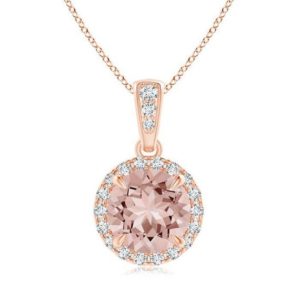 Shop Morganite Necklaces! Round Morganite Necklace- Bridesmaid Necklace- Morganite Pendant- Gift For Her | Natural genuine Morganite necklaces. Buy crystal jewelry, handmade handcrafted artisan jewelry for women.  Unique handmade gift ideas. #jewelry #beadednecklaces #beadedjewelry #gift #shopping #handmadejewelry #fashion #style #product #necklaces #affiliate #ad