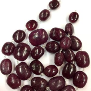 Shop Ruby Chip & Nugget Beads! RUBY ROSARY CHAIN Beads Silver Rosary Chain Natural Ruby Smooth Nugget Shape Beads Beautiful Ruby Rosary Beads Necklace Good Looking Beads | Natural genuine chip Ruby beads for beading and jewelry making.  #jewelry #beads #beadedjewelry #diyjewelry #jewelrymaking #beadstore #beading #affiliate #ad