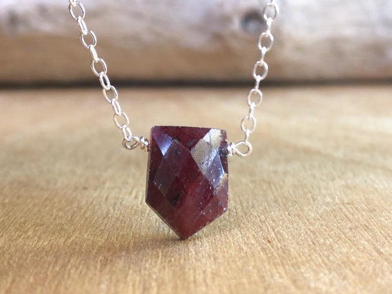 Ruby Pendant Necklace - Red Stone Necklace - July Birthstone Necklace - Ruby Jewelry - Healing Crystal Necklace