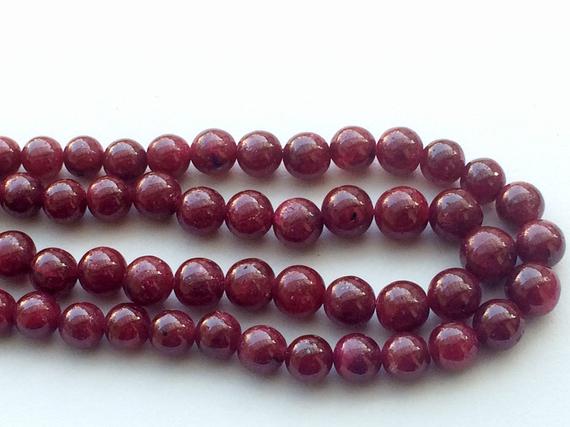 7-11mm Ruby Plain Beads, Ruby Plain Beads For Jewelry, Ruby Smooth Plain Round Balls, Ruby Plain Rondelle Beads  (4in To 8in Options)