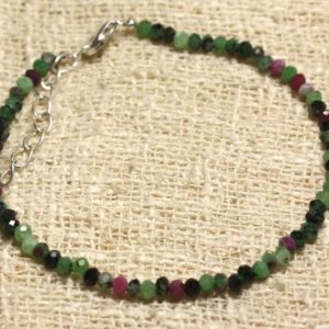 Shop Ruby Zoisite Bracelets! Ruby Zoisite faceted 3x2mm beads and 925 sterling silver bracelet | Natural genuine Ruby Zoisite bracelets. Buy crystal jewelry, handmade handcrafted artisan jewelry for women.  Unique handmade gift ideas. #jewelry #beadedbracelets #beadedjewelry #gift #shopping #handmadejewelry #fashion #style #product #bracelets #affiliate #ad