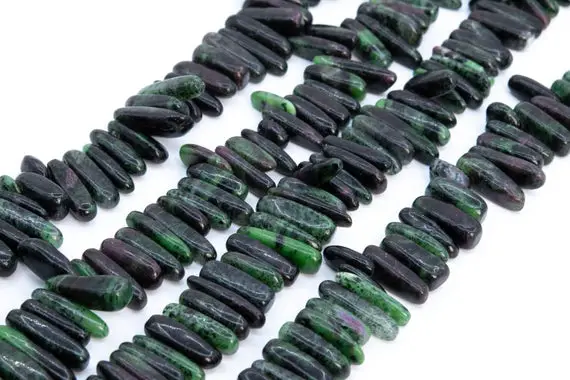 Genuine Natural Ruby Zoisite Loose Beads Dark Green Grade Aa Stick Pebble Chip Shape 12-24x3-5mm