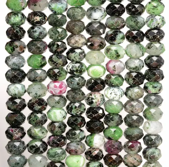 8x5mm  Ruby Zoisite Gemstone Grade Ab Micro Faceted Rondelle Loose Beads 15.5 Inch Full Strand (80009944-a203)