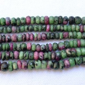 Shop Ruby Zoisite Faceted Beads! Ruby Zoisite Beads, Faceted Rondelle, Colorful Beads, Zoisite Beads, Green Beads, Center Drilled Beads, 6mm Ruby Beads, 8" Strand #PP4506 | Natural genuine faceted Ruby Zoisite beads for beading and jewelry making.  #jewelry #beads #beadedjewelry #diyjewelry #jewelrymaking #beadstore #beading #affiliate #ad