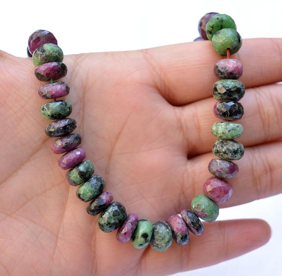 Ruby Zoisite Gemstone, Zoisite Beads, Gemstone For Jewellery Making, Ruby Stone Necklace, 10mm - 12.5mm Zoisite Beads, 8" Strand #pp4522
