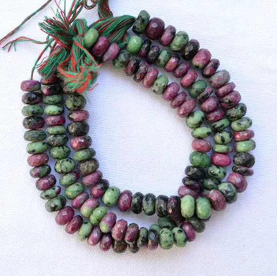 Ruby Zoisite Rondelles, Colorful Beads, Zoisite Beads, Red Beads, Center Drilled Beads, 9mm Zoisite Beads, 8" Strand #pp4527