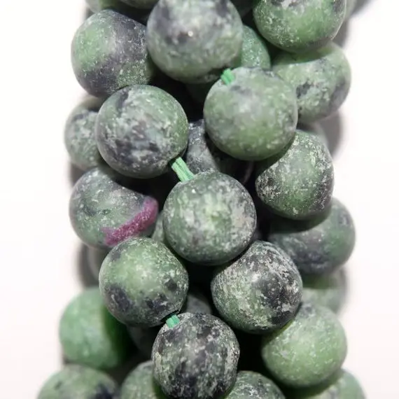 Genuine Matte Ruby Zoisite Beads - Round 8 Mm Gemstone Beads - Full Strand 16", 50 Beads, A Quality