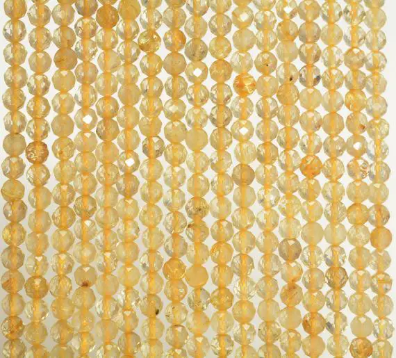 4mm Golden Rutilated Quartz Gemstone Micro Faceted Round Loose Beads 15.5 Inch Full Strand (80010183-a194)