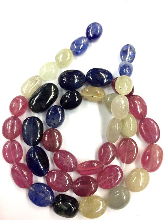 Natural Multi Sapphire Nugget Shape Beads Sapphire Smooth Nuggets Beads Sapphire Nuggets Gemstone Beads Top Quality Jewelry Making Sapphire