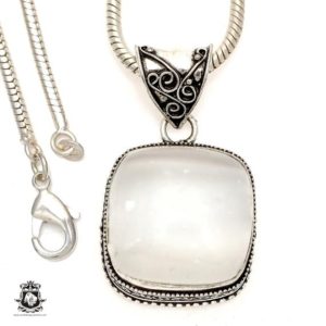 Shop Selenite Pendants! SELENITE Palm Stone Pendant & FREE 3MM Italian 925 Sterling Silver Chain V1250 | Natural genuine Selenite pendants. Buy crystal jewelry, handmade handcrafted artisan jewelry for women.  Unique handmade gift ideas. #jewelry #beadedpendants #beadedjewelry #gift #shopping #handmadejewelry #fashion #style #product #pendants #affiliate #ad