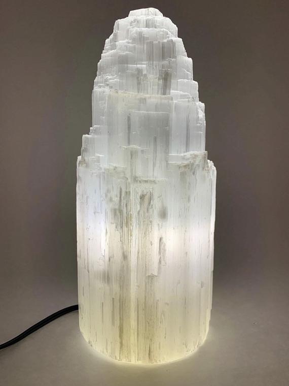 Selenite Crystal Tower Lamp