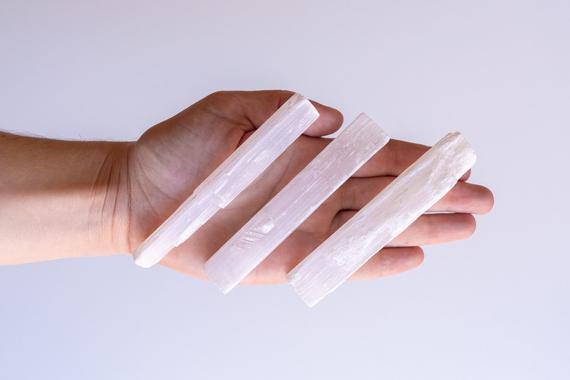 Selenite Raw Wand - Natural White Crystal Small To Medium Rough Cleansing Wands - Perfect To Cleanse Your Aura Or Home