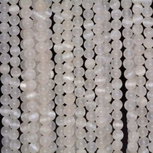 Shop Selenite Beads! 4mm Genuine Selenite White Cat's Eye  Gemstone Grade AAA Round Loose Beads 15.5 inch Full Strand (80009621-482) | Natural genuine round Selenite beads for beading and jewelry making.  #jewelry #beads #beadedjewelry #diyjewelry #jewelrymaking #beadstore #beading #affiliate #ad