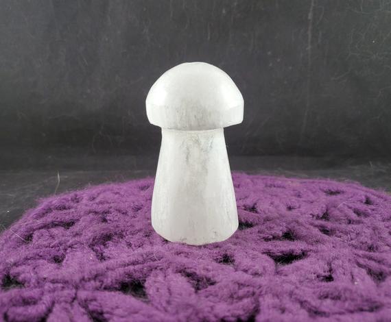 Selenite Carved Mushroom Healing Stones Crystal Carving White Cats Eye Mushie Shroom Fungi Fungus Garden Decor