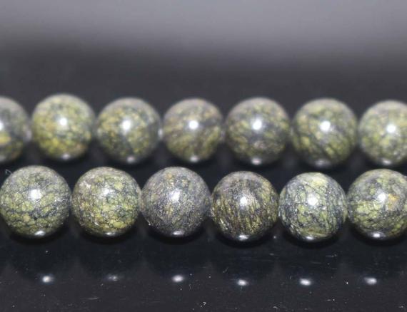 Natural Serpentine Smooth Round Beads,4mm 6mm 8mm 10mm 12mm Serpentine Beads Wholesale Supply,green Beads,one Strand 15"