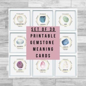 Shop Printable Crystal Cards, Pages, & Posters! Set of 30 printable crystal meaning cards. Printable labels for gemstone meaning jewelry display cards. Packaging inserts, product labels | Shop jewelry making and beading supplies, tools & findings for DIY jewelry making and crafts. #jewelrymaking #diyjewelry #jewelrycrafts #jewelrysupplies #beading #affiliate #ad