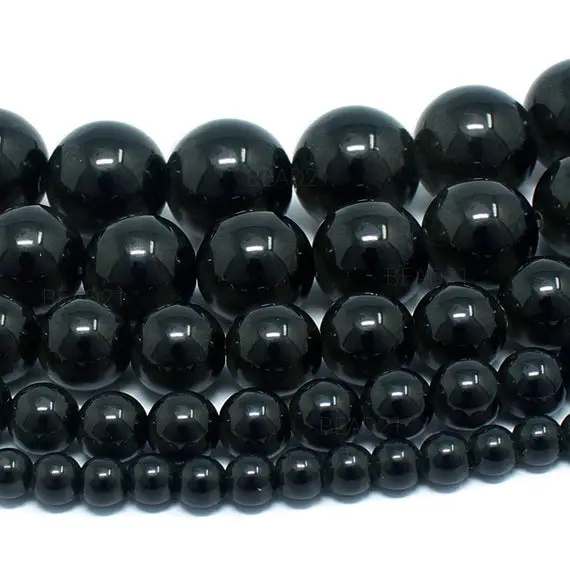 Shungite Beads Natural Gemstone Round Loose - 4mm 6mm 8mm 10mm 12mm - 15.5" Strand