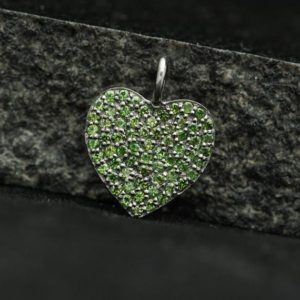 Shop Diopside Pendants! Silver Gemstone Heart Charm, Chrome Diopside Pendant, Charm For Jewelry Making, Bracelet Charm, Necklace Charm, Unisex Pendant Jewelry | Natural genuine Diopside pendants. Buy crystal jewelry, handmade handcrafted artisan jewelry for women.  Unique handmade gift ideas. #jewelry #beadedpendants #beadedjewelry #gift #shopping #handmadejewelry #fashion #style #product #pendants #affiliate #ad