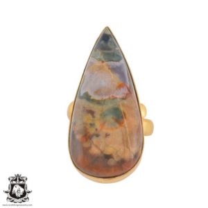 Shop Rainforest Jasper Rings! Size 9.5 – Size 11 Rhyolite Rainforest Jasper Ring Meditation Ring 24K Gold Ring GPR1017 | Natural genuine Rainforest Jasper rings, simple unique handcrafted gemstone rings. #rings #jewelry #shopping #gift #handmade #fashion #style #affiliate #ad