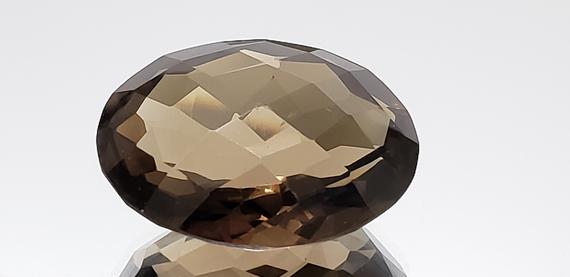 Smoky Quartz Checkerboard Faceted Oval Cut Gemstone 52.3ct. 29.6mm X 23.1mm X 13.5mm Natural African Smoky Quartz. 2020 Stock Sharp Facets