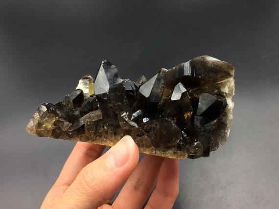 Irradiated Smoky Quartz Cluster Dark Smoky Quartz Crystal Cluster Grounding Stone Decor Mineral Specimen Healing Stone Rock Free Form Cd-s03