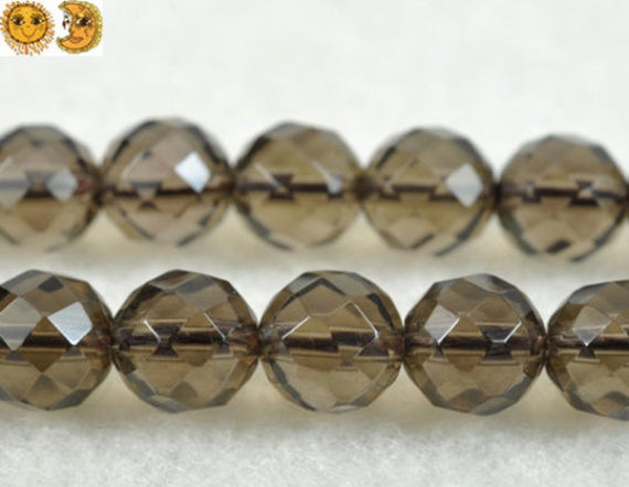 15 Inch Strand Of Smoky Quartz Faceted(64 Faces) Round Beads 6mm 8mm 10mm 12mm 14mm For Choice