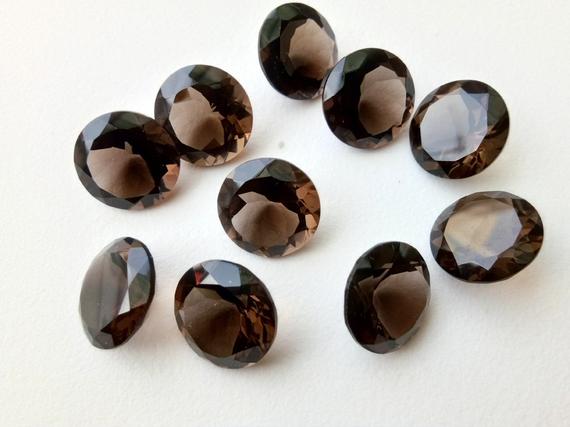 10 Pcs Smoky Quartz Round Cut Stone, Natural Smoky Quartz Round Cut Loose Gemstone For Jewelry, Brown Stone (4mm To 9mm Options)