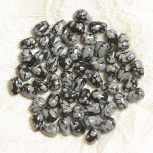 Shop Snowflake Obsidian Bead Shapes! 10pc – Perles de Pierre – Obsidienne Flocon Neige Mouchetée Gouttes 7x5mm – 4558550035998 | Natural genuine other-shape Snowflake Obsidian beads for beading and jewelry making.  #jewelry #beads #beadedjewelry #diyjewelry #jewelrymaking #beadstore #beading #affiliate #ad